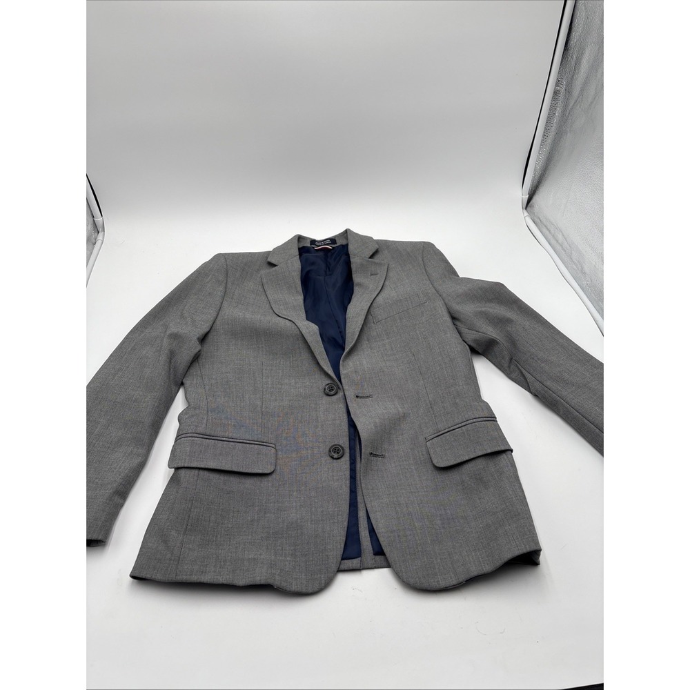 Tommy‎ Hilfiger Blazer Jacket Boys Size 10 Gray Blue Lining Two Button Preowned